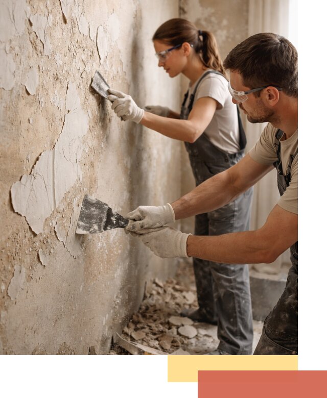 Снятие старой шпаклевки и подготовка поверхностей в Великом Устюге