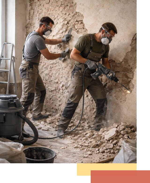 Демонтаж штукатурки со стен в Великом Устюге быстро и аккуратно