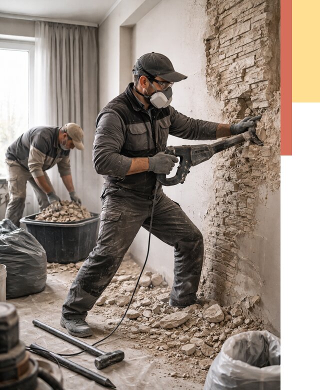 Демонтаж декоративного камня в Великом Устюге от 1476 руб/м² — быстро и недорого | ОТДЕЛОЧНИК-Влс