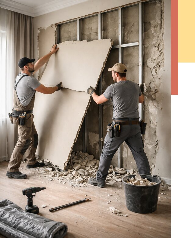 Демонтаж гипсокартона со стен в Великом Устюге от 356 руб. — услуги демонтажа | ОТДЕЛОЧНИК-Влс