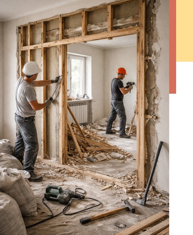 Демонтаж деревянных перегородок в Великом Устюге от 3257 руб. — быстро и недорого | ОТДЕЛОЧНИК-Влс