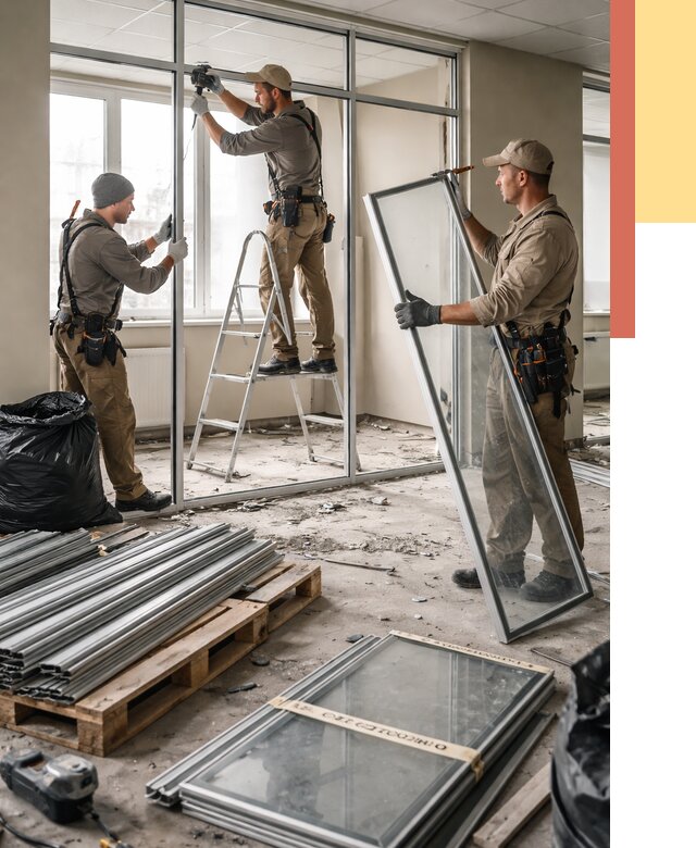 Демонтаж алюминиевых перегородок в Великом Устюге от 4275 руб. — быстро и недорого | ОТДЕЛОЧНИК-Влс