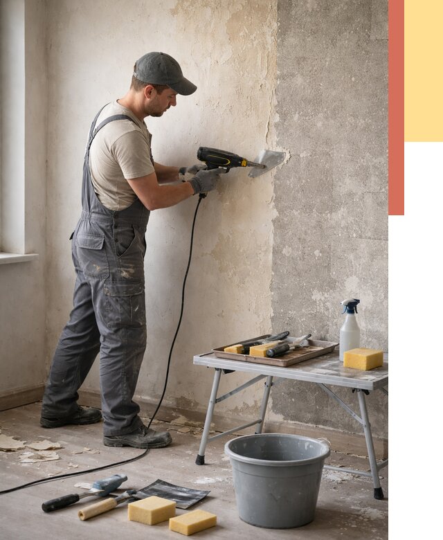 Очистка стен от клея в Великом Устюге от 1883 руб. — снятие и удаление клея со стен | ОТДЕЛОЧНИК-Влс