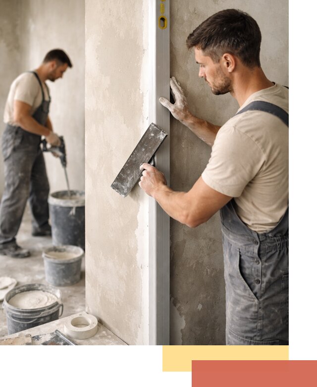 Выведение углов стен в Великом Устюге: монтаж и оштукатуривание