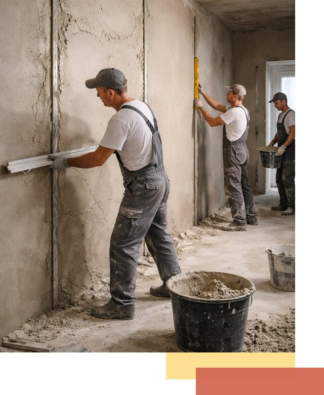 Штукатурка стен по маякам в Великом Устюге — точная и ровная поверхность