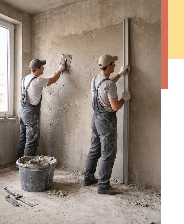 Штукатурка бетонных стен в Великом Устюге от 4581 руб/м² — качественно и быстро | ОТДЕЛОЧНИК-Влс