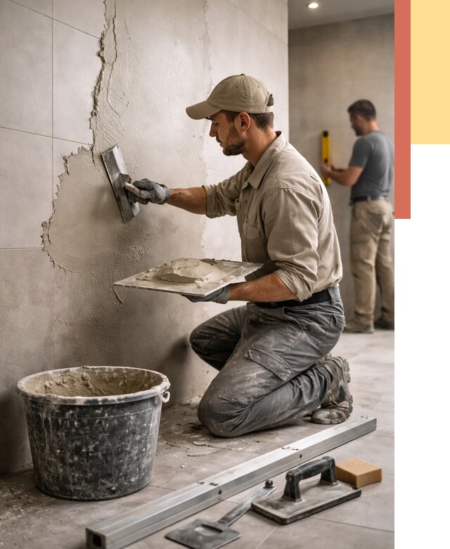 Штукатурка стен в ванной в Великом Устюге от 4581 руб./м² — выравнивание под ключ | ОТДЕЛОЧНИК-Влс