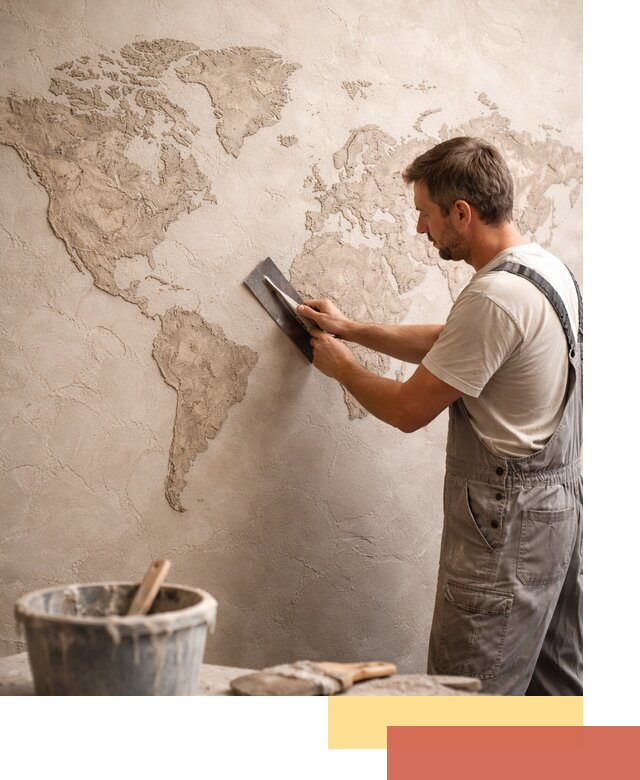 Декоративная штукатурка «Карта мира» под ключ в Великом Устюге