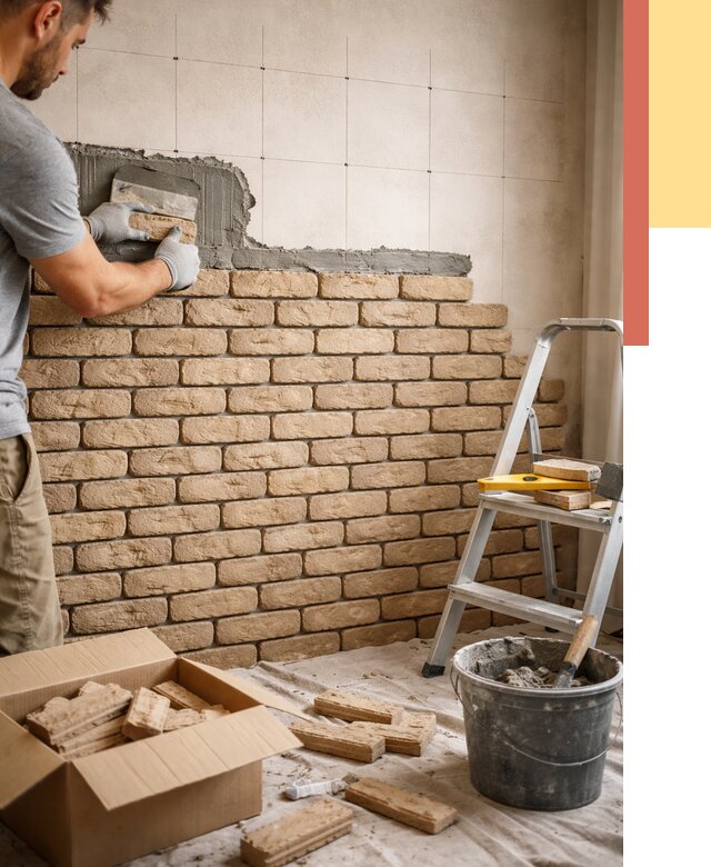 Монтаж декоративного кирпича в Великом Устюге от 3257 руб./м² — быстро и недорого | ОТДЕЛОЧНИК-Влс