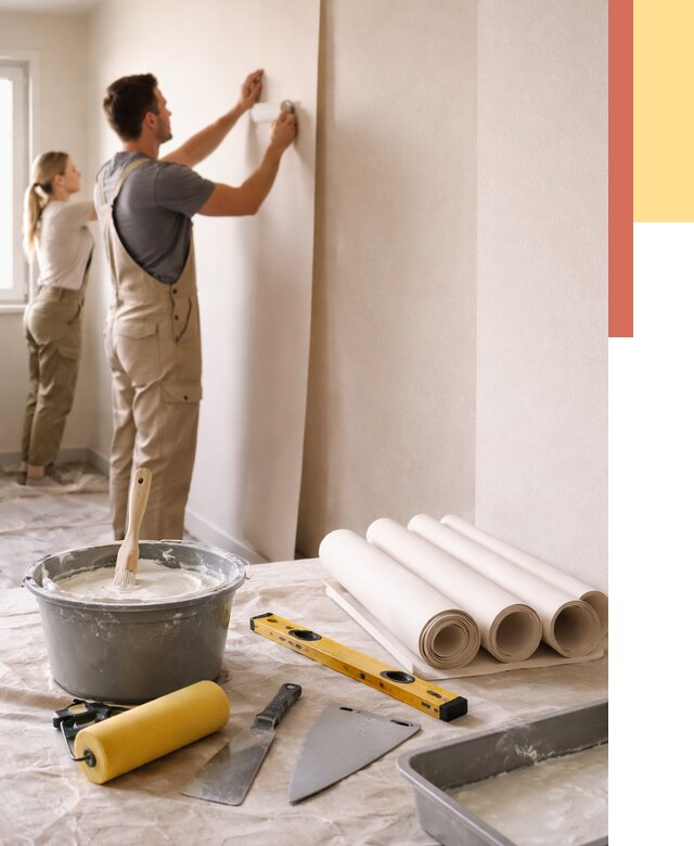 Поклейка бумажных обоев в Великом Устюге от 5598 руб./м2 — быстро и недорого | ОТДЕЛОЧНИК-Влс