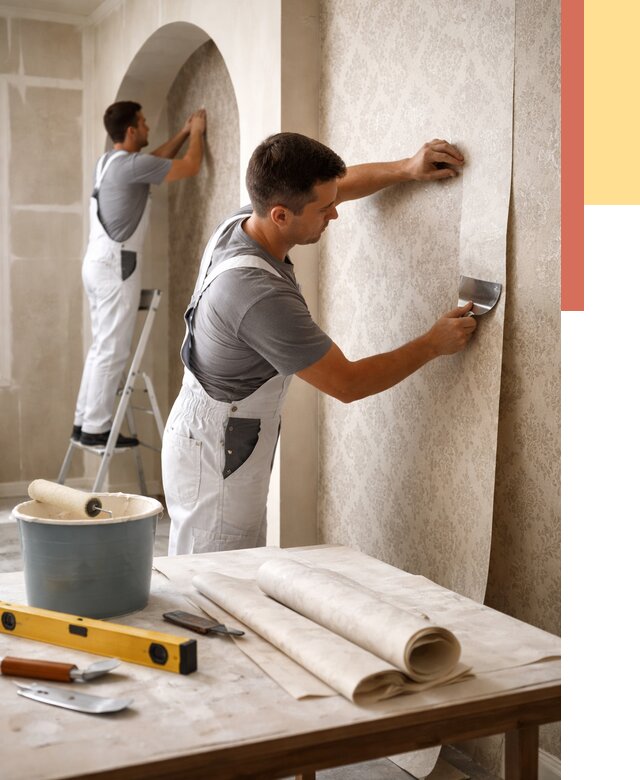 Поклейка обоев на сложные стены в Великом Устюге от 2850 руб. под ключ | ОТДЕЛОЧНИК-Влс