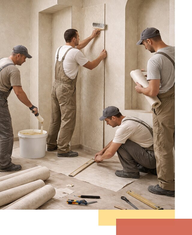 Поклейка обоев на сложные стены и неровные поверхности в Великом Устюге