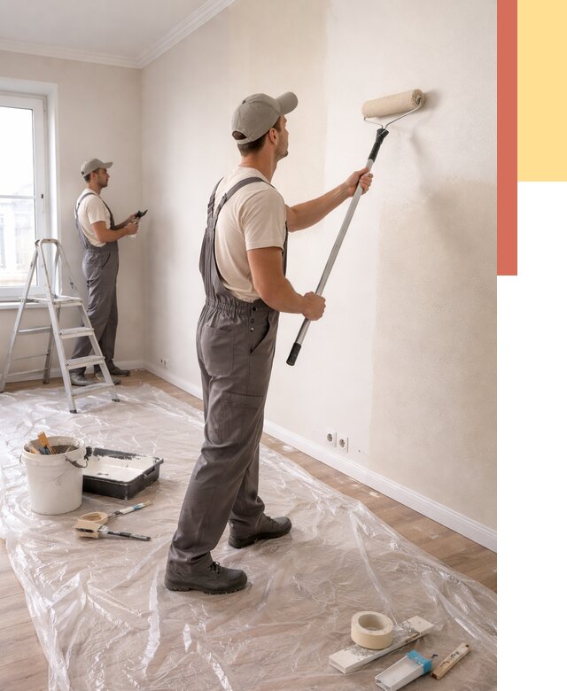 Покраска стен акриловой краской в Великом Устюге от 3563 руб./м² — быстро и недорого | ОТДЕЛОЧНИК-Влс