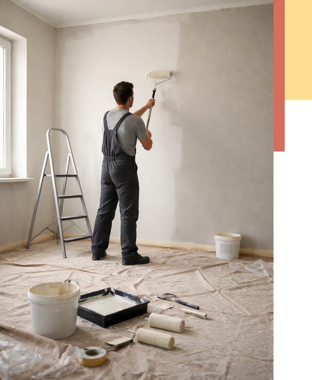 Покраска стен моющейся краской в Великом Устюге от 356 руб./м² — быстро и недорого | ОТДЕЛОЧНИК-Влс