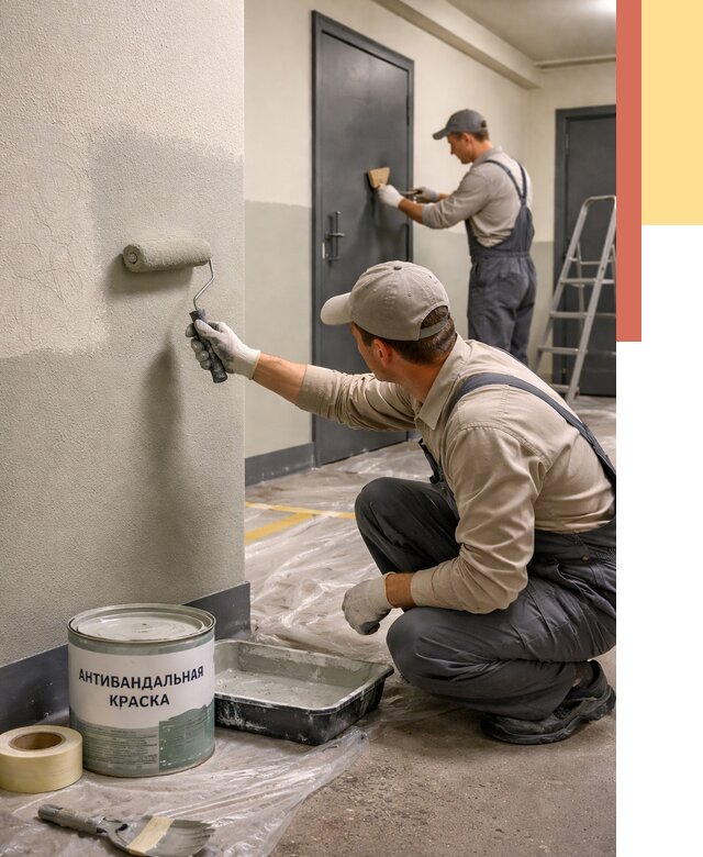 Покраска стен антивандальной краской в Великом Устюге от 4581 руб./м² под ключ | ОТДЕЛОЧНИК-Влс