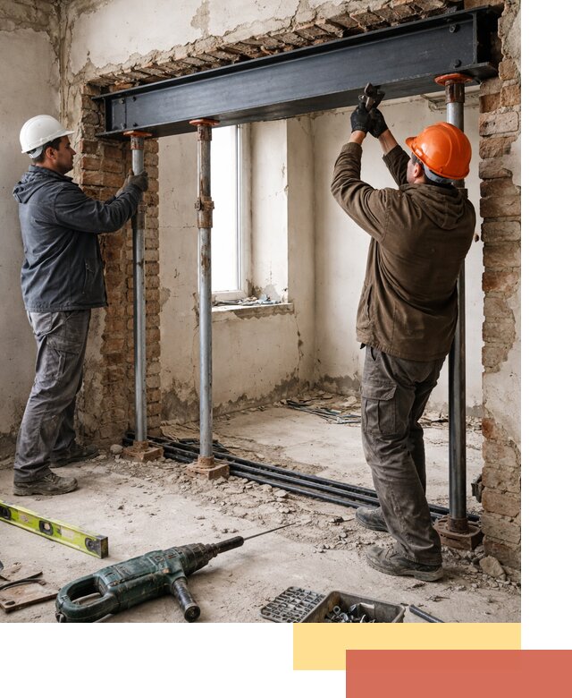 Усиление проема в стене в Великом Устюге для расширения и безопасности