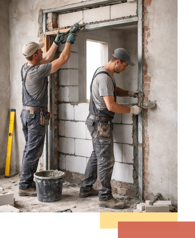 Закладка дверного проема под ключ в Великом Устюге: демонтаж, монтаж, отделка