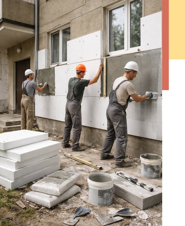 Утепление стен пенопластом в Великом Устюге от 1781 руб. — недорого и под ключ | ОТДЕЛОЧНИК-Влс