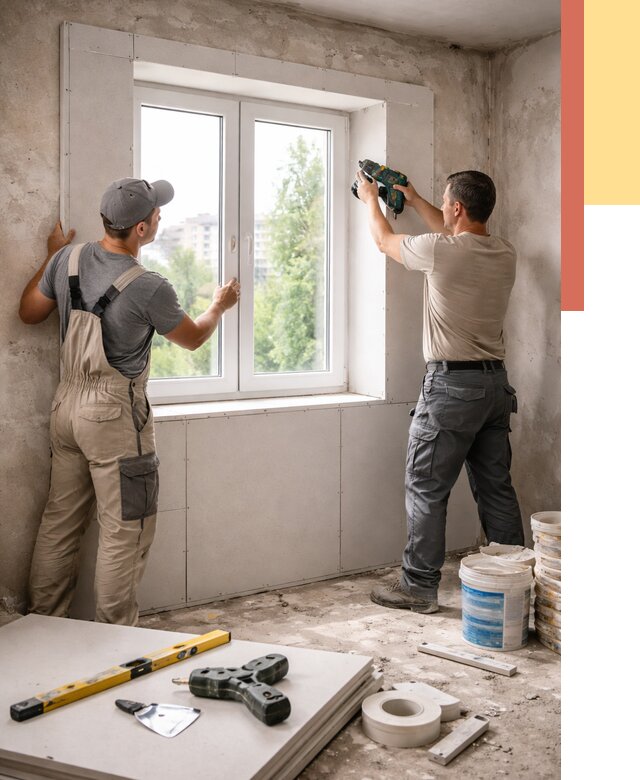 Монтаж откосов из гипсокартона в Великом Устюге от 4581 руб. под ключ | ОТДЕЛОЧНИК-Влс