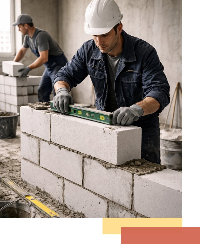 Кладка перегородок из пеноблока под ключ в Великом Устюге