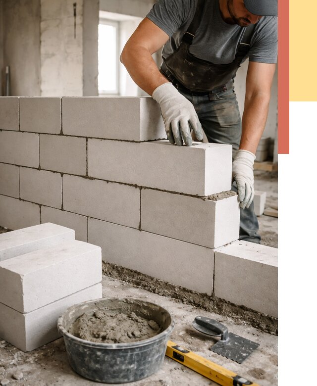 Кладка перегородок из силикатного блока в Великом Устюге от 4072 руб. под ключ | ОТДЕЛОЧНИК-Влс