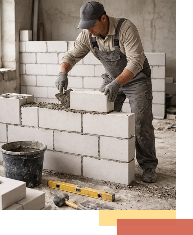 Кладка перегородок из силикатного блока в Великом Устюге