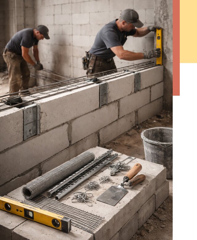 Армирование кладки перегородок в Великом Устюге от 763 руб. под ключ | ОТДЕЛОЧНИК-Влс