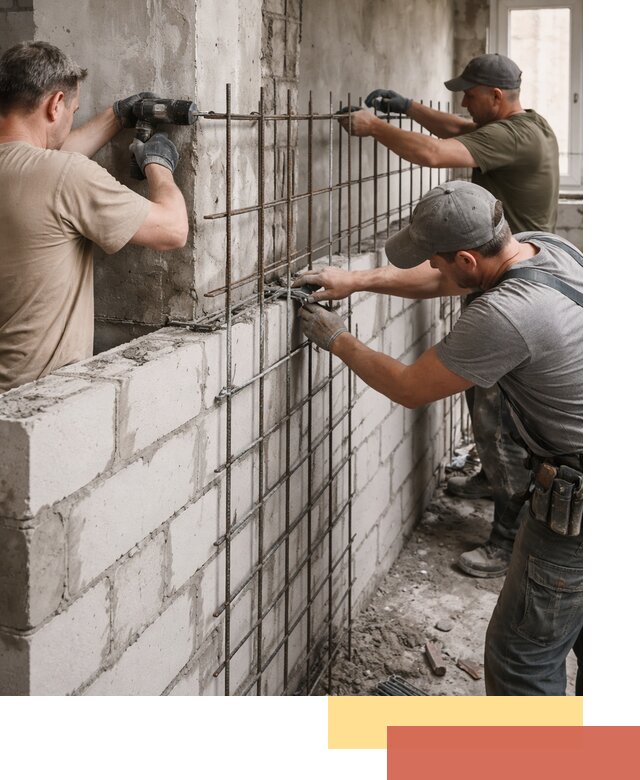 Армирование кладки перегородок в Великом Устюге профессионально и надёжно