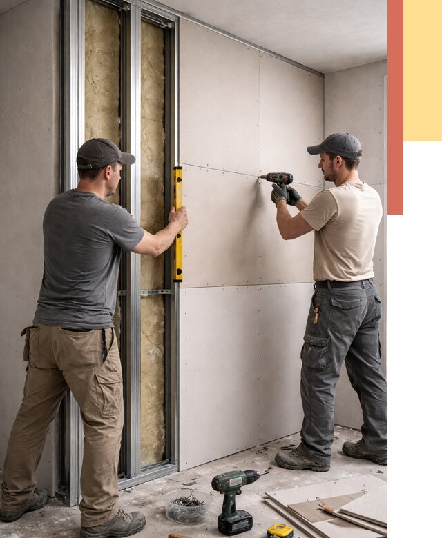 Монтаж двухслойной перегородки из гипсокартона в Великом Устюге от 1476 руб. | ОТДЕЛОЧНИК-Влс