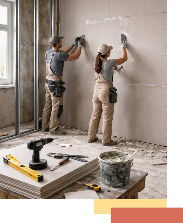 Монтаж двухслойной перегородки из гипсокартона в Великом Устюге