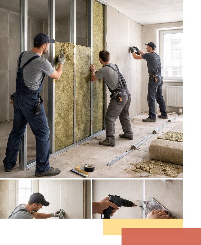 Перегородка из гипсокартона с шумоизоляцией в Великом Устюге — монтаж под ключ