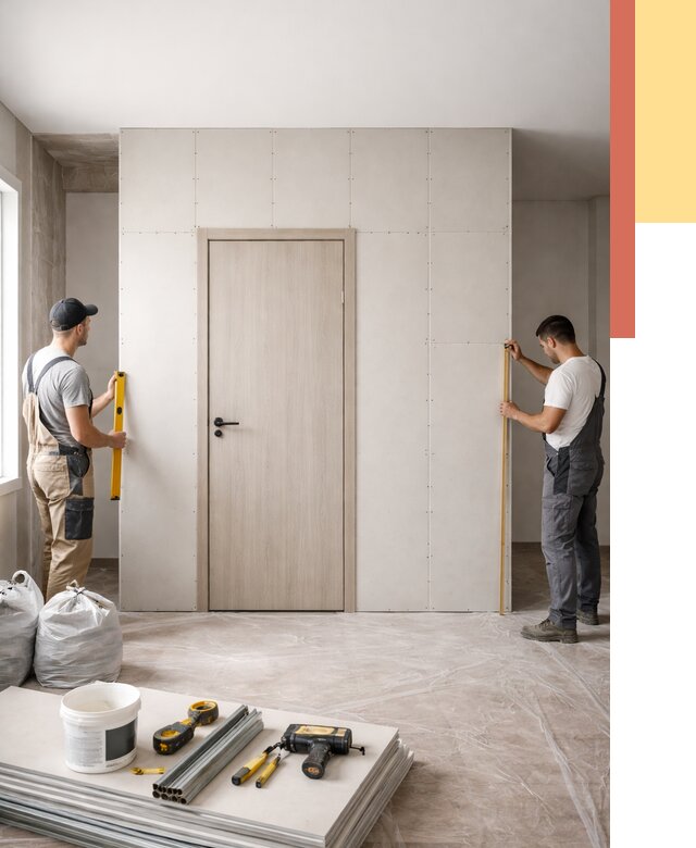 Перегородка из гипсокартона с дверью в Великом Устюге от 4581 руб. под ключ | ОТДЕЛОЧНИК-Влс