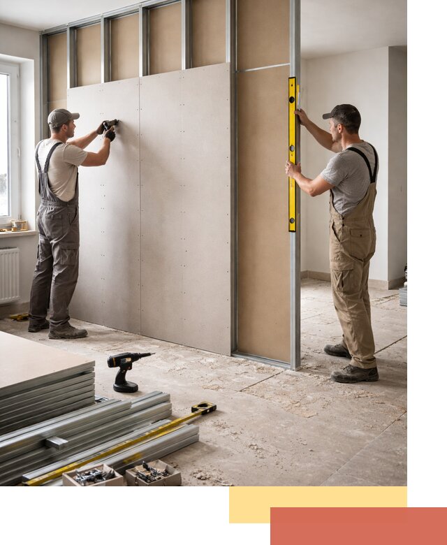 Зонирующая перегородка из гипсокартона под ключ в Великом Устюге