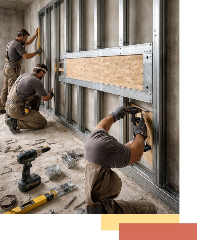 Усиленная перегородка для крепления тяжёлых конструкций в Великом Устюге