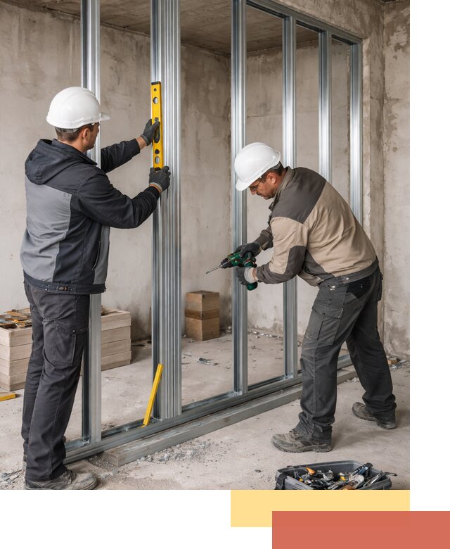 Монтаж каркаса перегородки из профиля в Великом Устюге