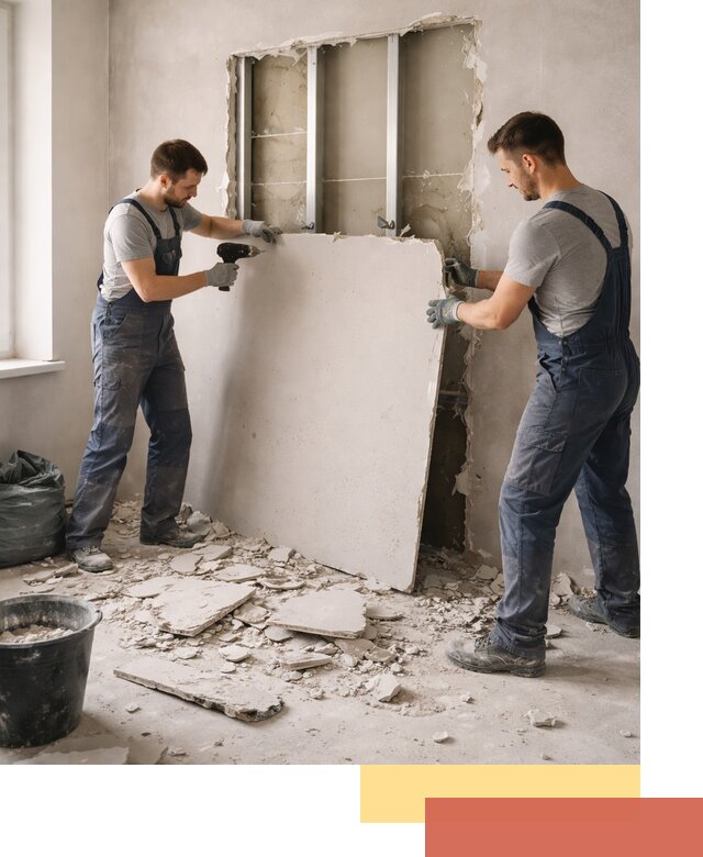 Демонтаж перегородки из гипсокартона в Великом Устюге быстрый и аккуратный