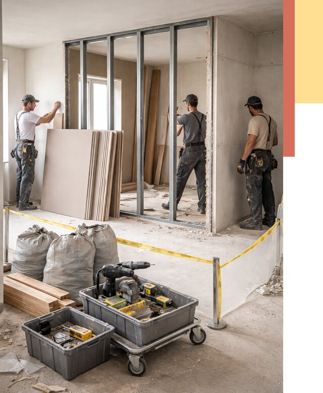 Перенос гипсокартонной перегородки в Великом Устюге под ключ от 4581 руб. | Демонтаж и монтаж – ОТДЕЛОЧНИК-Влс