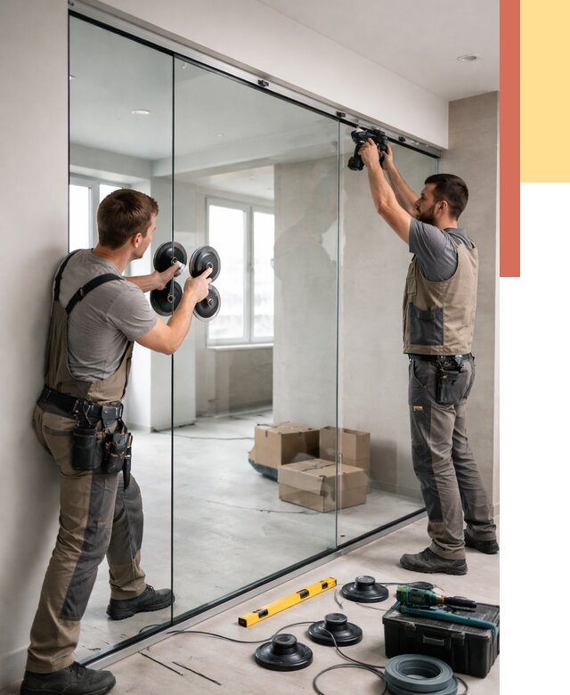 Монтаж стеклянных перегородок в Великом Устюге от 6616 руб. | ОТДЕЛОЧНИК-Влс