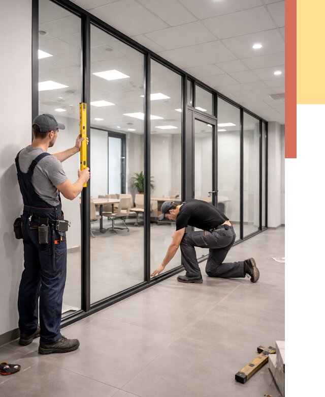 Каркасные стеклянные перегородки в Великом Устюге под ключ от 9365 руб. | ОТДЕЛОЧНИК-Влс