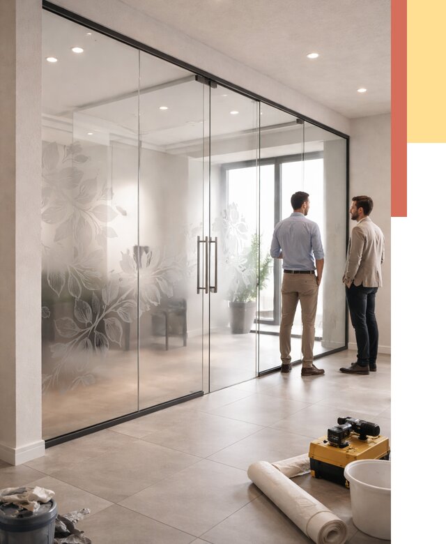 Стеклянные перегородки с рисунком в Великом Устюге от 12724 руб. монтаж и нанесение | ОТДЕЛОЧНИК-Влс