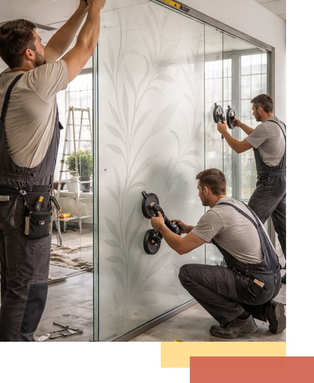 Стеклянные перегородки с рисунком на заказ в Великом Устюге