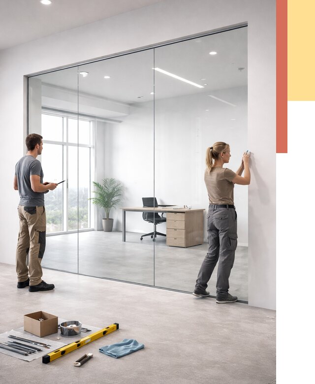 Перегородки из закаленного стекла в Великом Устюге от 9670 руб. под ключ | ОТДЕЛОЧНИК-Влс