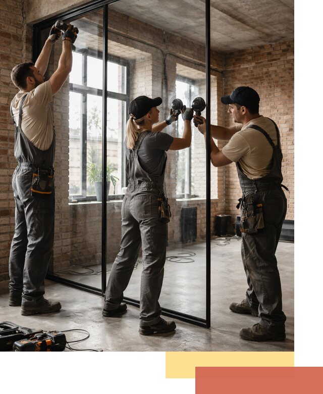 Стеклянные перегородки лофт — изготовление и монтаж в Великом Устюге