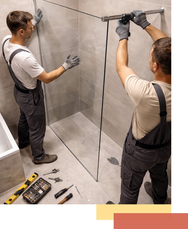 Стеклянные перегородки для душа в Великом Устюге — изготовление и монтаж