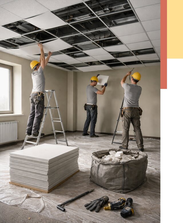 Демонтаж потолка Армстронг в Великом Устюге от 4581 руб. быстро и недорого | ОТДЕЛОЧНИК-Влс