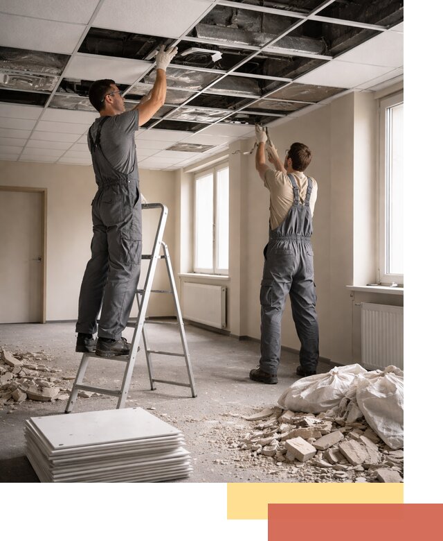 Демонтаж потолков Армстронг профессионально в Великом Устюге