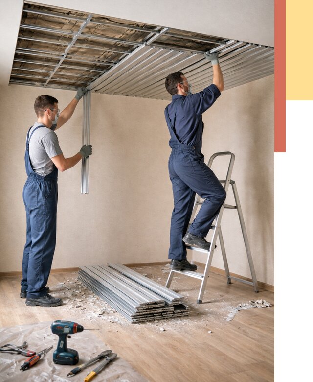 Демонтаж реечного потолка в Великом Устюге от 4581 руб. быстро и недорого | ОТДЕЛОЧНИК-Влс