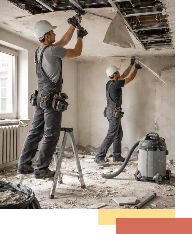 Демонтаж гипсокартонного потолка в Великом Устюге быстро и аккуратно