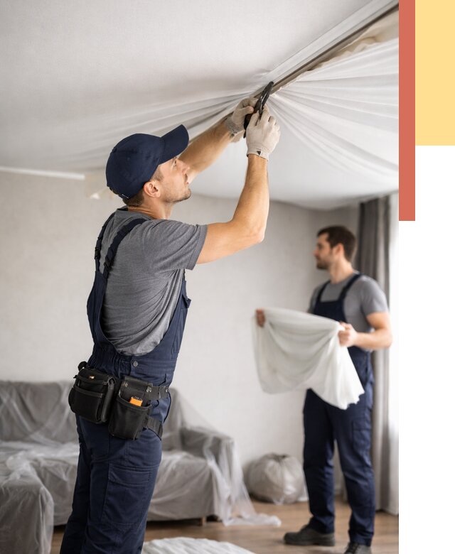 Демонтаж натяжного потолка в Великом Устюге от 4581 руб. — снятие и разбор под ключ | ОТДЕЛОЧНИК-Влс