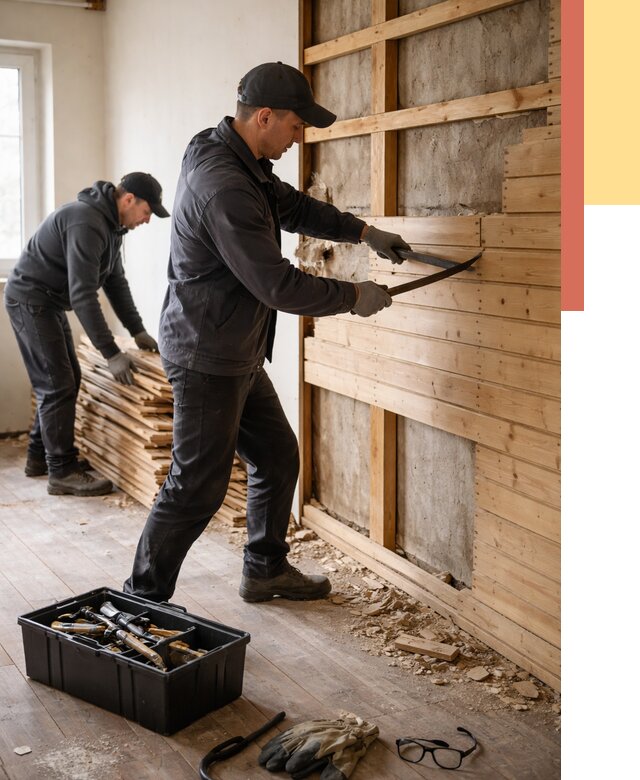 Демонтаж вагонки в Великом Устюге от 3868 руб/м2 — быстро и недорого | ОТДЕЛОЧНИК-Влс